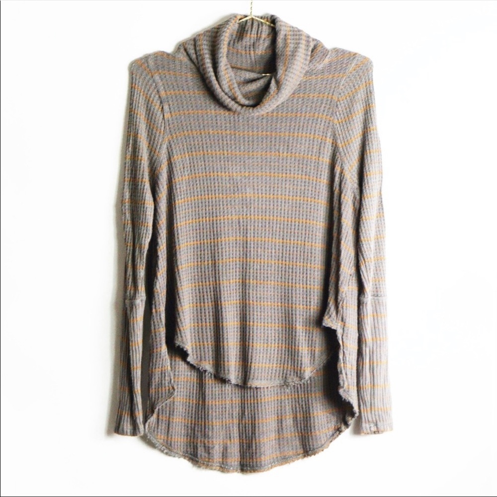 Free People Striped Turtleneck Thermal Top S